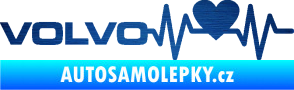 Samolepka Srdeční tep 021 levá Volvo srdcem škrábaný kov modrý