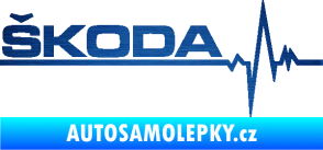Samolepka Srdeční tep 034 levá Škoda škrábaný kov modrý