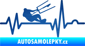 Samolepka Srdeční tep 038 pravá kiteboarding škrábaný kov modrý