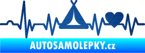 Samolepka Srdeční tep 039 pravá kempování škrábaný kov modrý