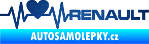 Samolepka Srdeční tep 041 pravá Renault škrábaný kov modrý