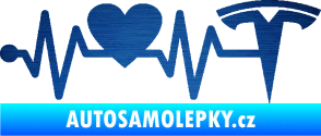 Samolepka Srdeční tep 043 pravá Tesla škrábaný kov modrý