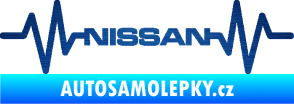 Samolepka Srdeční tep 051 Nissan škrábaný kov modrý