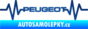 Samolepka Srdeční tep 053 Peugeot škrábaný kov modrý