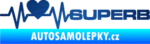 Samolepka Srdeční tep 072 pravá Superb škrábaný kov modrý