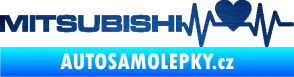 Samolepka Srdeční tep 082 levá Mitsubishi škrábaný kov modrý