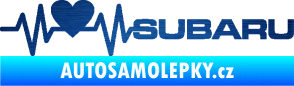 Samolepka Srdeční tep 086 pravá Subaru škrábaný kov modrý