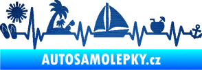Samolepka Srdeční tep 094 pravá dovolená u moře škrábaný kov modrý