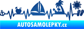 Samolepka Srdeční tep 094 levá dovolená u moře škrábaný kov modrý