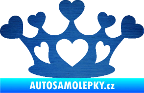 Samolepka Srdíčka korunka škrábaný kov modrý