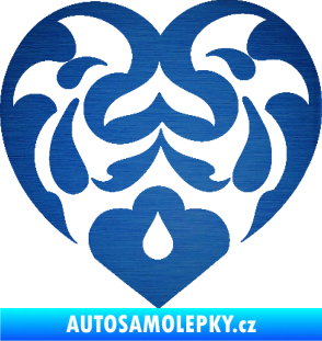 Samolepka Srdíčko 007 škrábaný kov modrý