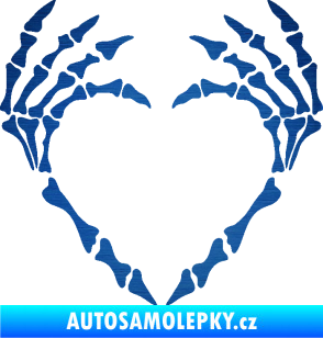 Samolepka Srdíčko z kostí škrábaný kov modrý