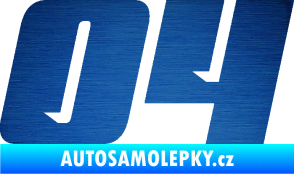 Samolepka Startovní číslo 04 typ 6 škrábaný kov modrý