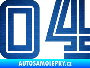 Samolepka Startovní číslo 04 typ 7 škrábaný kov modrý