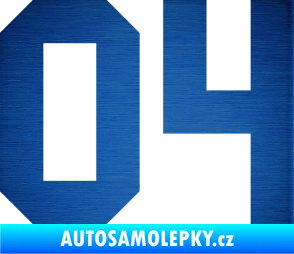 Samolepka Startovní číslo 04 škrábaný kov modrý