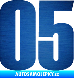 Samolepka Startovní číslo 05 typ 2 škrábaný kov modrý