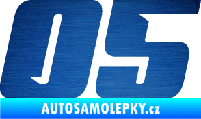Samolepka Startovní číslo 05 typ 6 škrábaný kov modrý