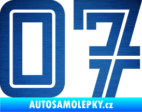 Samolepka Startovní číslo 07 typ 7 škrábaný kov modrý