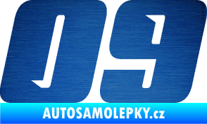 Samolepka Startovní číslo 09 typ 6 škrábaný kov modrý