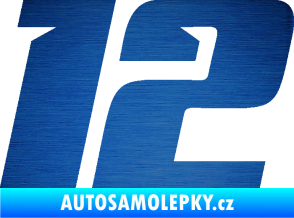 Samolepka Startovní číslo 12 typ 6 škrábaný kov modrý