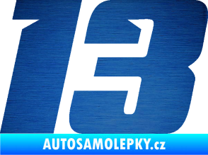 Samolepka Startovní číslo 13 typ 6 škrábaný kov modrý