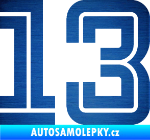 Samolepka Startovní číslo 13 typ 7 škrábaný kov modrý