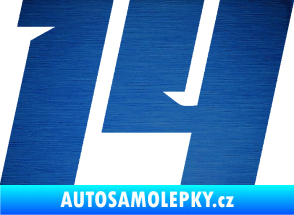 Samolepka Startovní číslo 14 typ 6 škrábaný kov modrý
