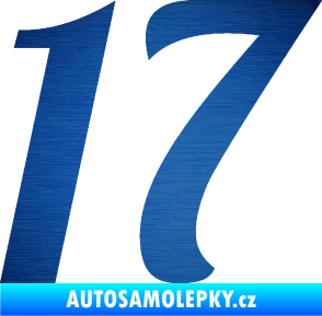 Samolepka Startovní číslo 17 typ 3        škrábaný kov modrý