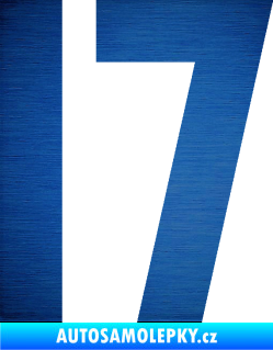 Samolepka Startovní číslo 17 škrábaný kov modrý