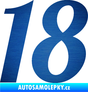 Samolepka Startovní číslo 18 typ 3         škrábaný kov modrý