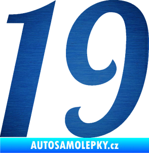 Samolepka Startovní číslo 19 typ 3          škrábaný kov modrý