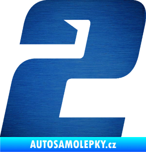 Samolepka Startovní číslo 2 typ 6 škrábaný kov modrý