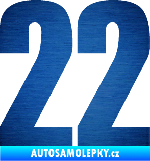 Samolepka Startovní číslo 22 typ 2         škrábaný kov modrý