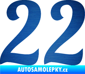 Samolepka Startovní číslo 22 typ 3 škrábaný kov modrý