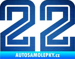 Samolepka Startovní číslo 22 typ 7 škrábaný kov modrý