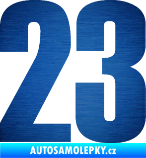 Samolepka Startovní číslo 23 typ 2          škrábaný kov modrý