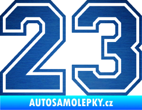 Samolepka Startovní číslo 23 typ 4 škrábaný kov modrý