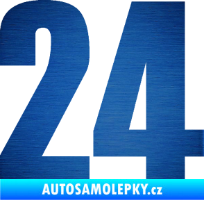 Samolepka Startovní číslo 24 typ 2      škrábaný kov modrý