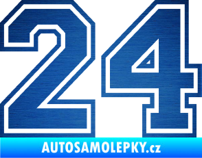Samolepka Startovní číslo 24 typ 4 škrábaný kov modrý