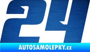 Samolepka Startovní číslo 24 typ 6 škrábaný kov modrý