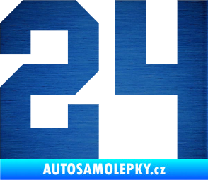 Samolepka Startovní číslo 24 škrábaný kov modrý