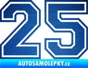 Samolepka Startovní číslo 25 typ 4 škrábaný kov modrý
