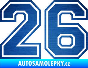 Samolepka Startovní číslo 26 typ 4 škrábaný kov modrý