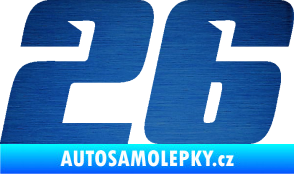 Samolepka Startovní číslo 26 typ 6 škrábaný kov modrý