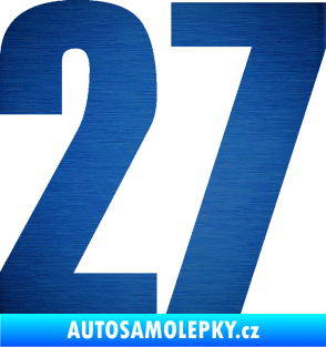 Samolepka Startovní číslo 27 typ 2     škrábaný kov modrý