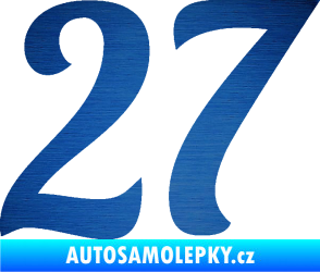 Samolepka Startovní číslo 27 typ 3 škrábaný kov modrý