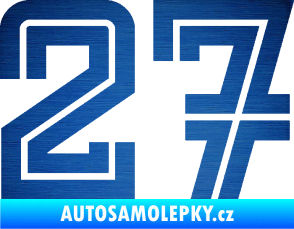 Samolepka Startovní číslo 27 typ 7 škrábaný kov modrý