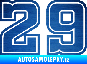 Samolepka Startovní číslo 29 typ 5 škrábaný kov modrý