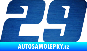 Samolepka Startovní číslo 29 typ 6 škrábaný kov modrý