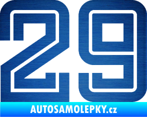 Samolepka Startovní číslo 29 typ 7 škrábaný kov modrý